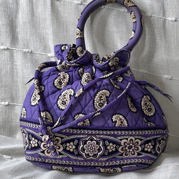 Vera Bradley Simply Violet Cinched Handbag Hobo Satchel Shoulder Bag Pre Loved - Picture 7 of 12